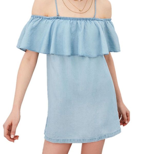 

womens sleeveless sling pullover slim loose denim dress female 6yo2ilzzdd, Black;gray