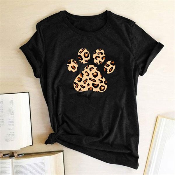 

leopard bear paw print t-shirts women summer 2020 graphic t shirts aesthetic kawaii clothes harajuku shirts for women fashion, White