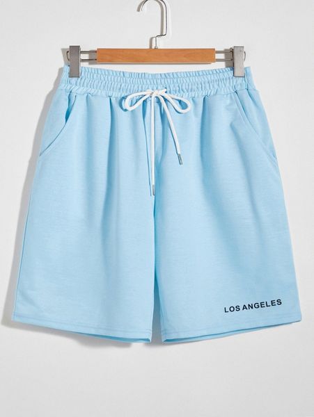 

men letter graphic drawstring waist shorts l7uk#, Black