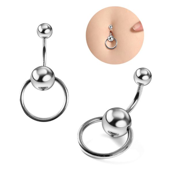 Anelli per ombelico con sfera rotonda Anello per ombelico in acciaio chirurgico anallergico Gioielli per piercing con bilanciere ombelico