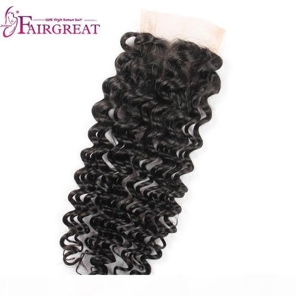 

brazilian deep wave lace closure virgin hair 4x4 siwss lace with 130 density three part closure peruvian deep wave, Black