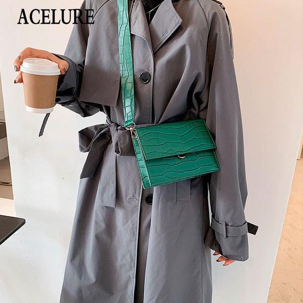 

shoulder bags acelure solid color alligator pu leather for women fashion small crossbody messenger ladies shopping purse