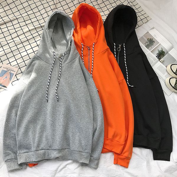 

male hoodies long-sleeve hip hop fall sweaters of high-street thick, Black