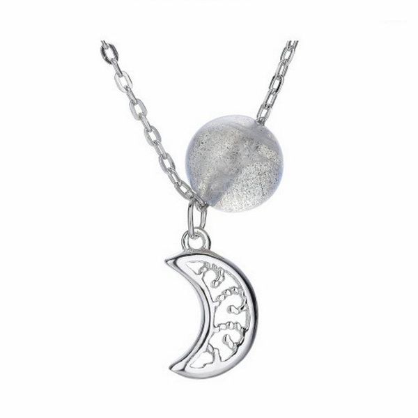 

river 100% 925 sterling silver women moon stone pendant necklaces girls chain short necklace fashion jewelry friends gifts1