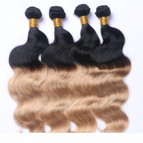 

dark root ombre strawberry blonde two tone 1b 27 color blonde human hair weft bundles ombre hair weaves, Black