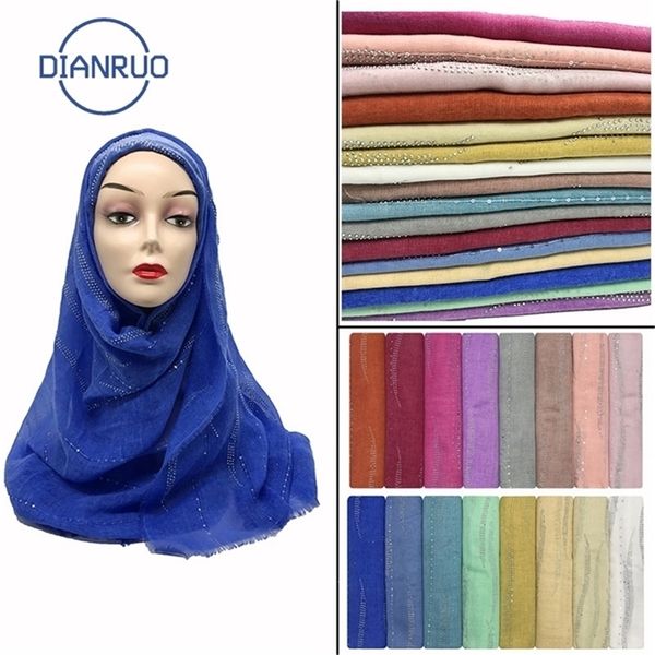 

dianruo women headcloth muslim head scarf shawls and wraps bandana female solid color ladies hijab q162 y201024, Blue;gray