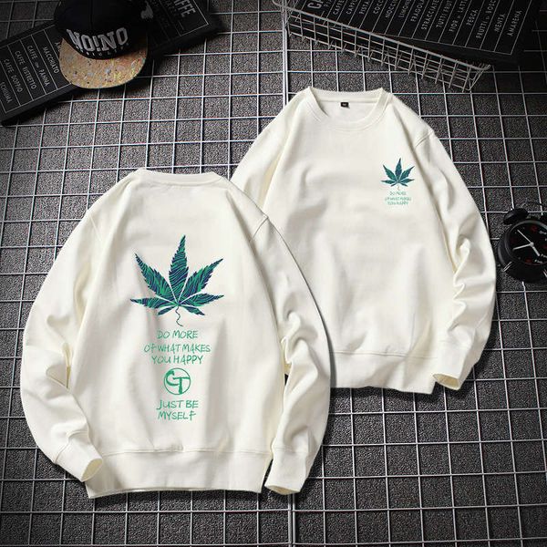 

chaopai maple leaf fashion men's sweater round neck autumn winter loose and versatile korean version of couple's outerwear, Black