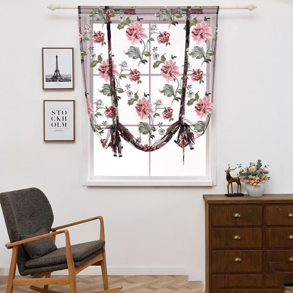 

curtain & drapes roman short curtains purple floral bedroom kitchen living room peony girl home decoration