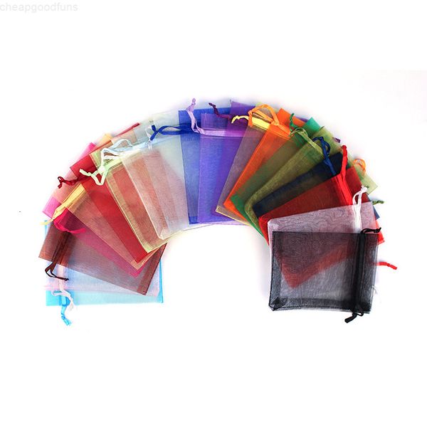 

100pcs/lot organza jewelry packaging wedding party decoration drawable bags 7*9 cm gift pouches