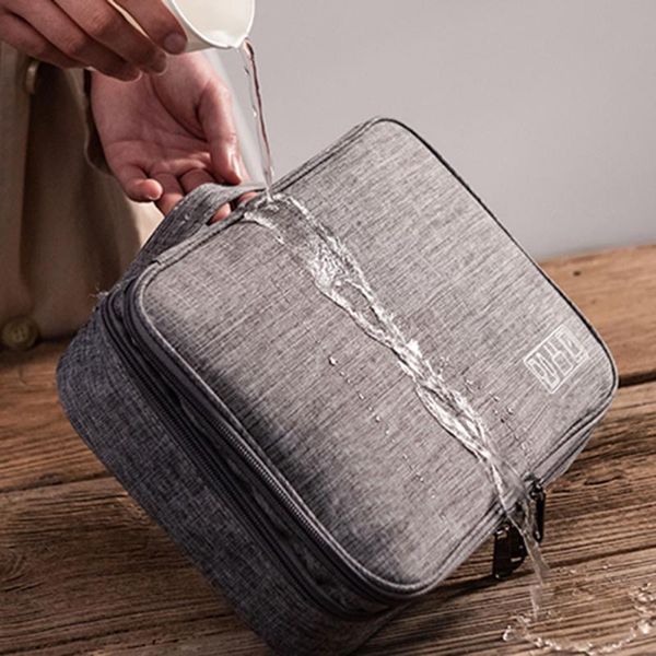 

three-layer storage bag travel organizer bag for power cord charger headset organizer drive electronic suitcase accessories