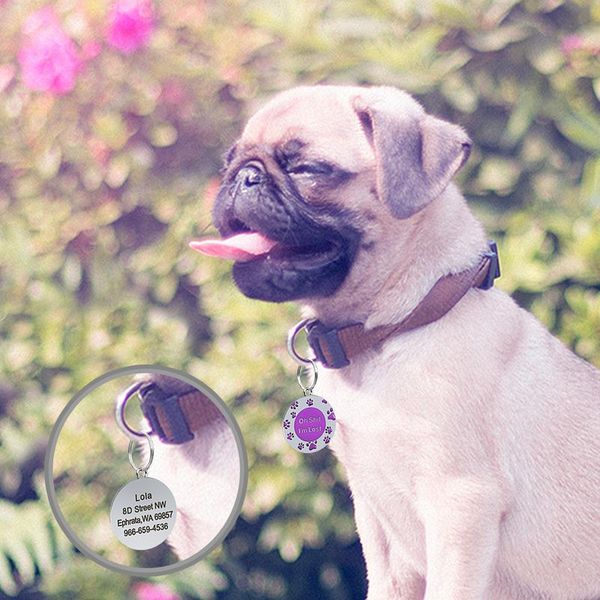 

dog tag dog collar accessories pet puppy cat name id tag personalized custom dog tags engraved paw for dogs cats pink a wmtfeu