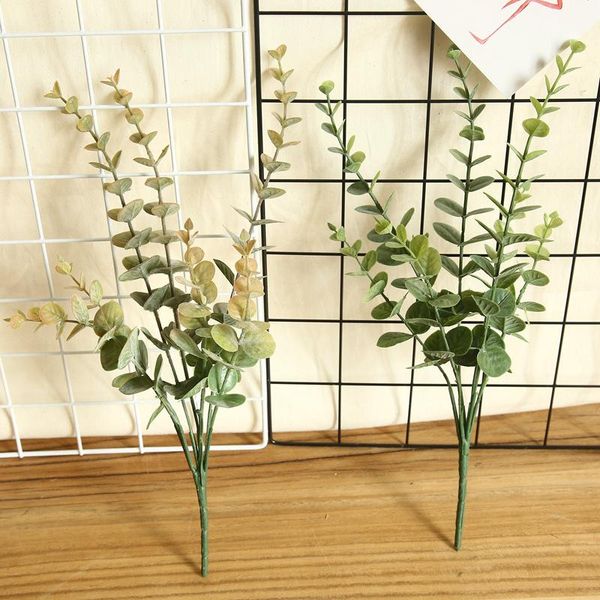 

decorative flowers & wreaths 7 forks eucalyptus plastic artificial leaves bunch for home christmas wedding decoration faux foliage fake mone