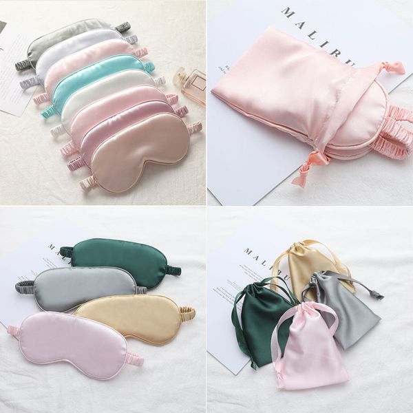 

silk sleeping sunblock eyemask with bag portable travel sleep masks cover eyepatch blindfold eyeshade relax eye patch shade light pad, Blue