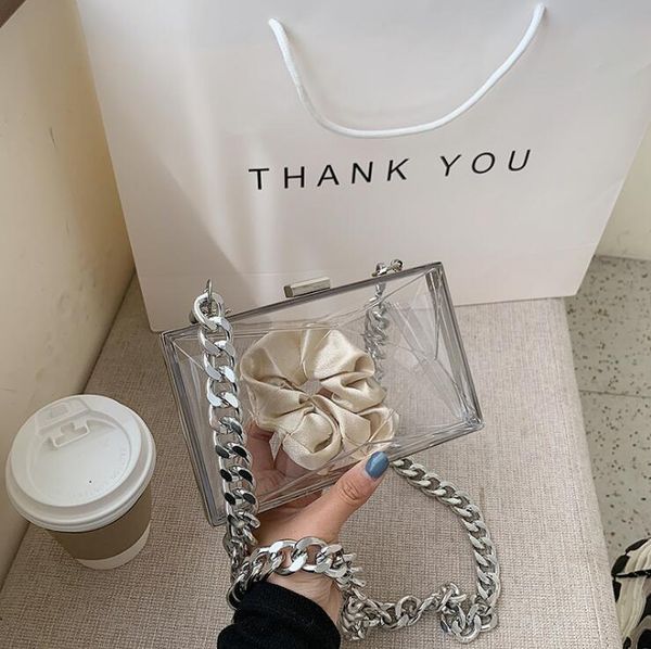 

summer transparent women shoulder bag female 2020 new chain crossbody messenger bag solid small square