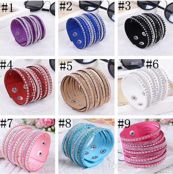 

deluxe new fashion leather multilayer wrap for women with crystals couple jewelry charm bracelets