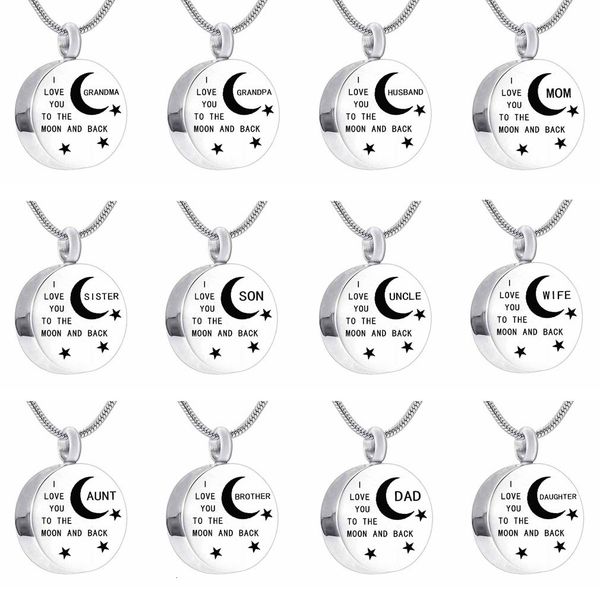 

round i love you to the moon and back urn necklace for ashes memorial keepsake cremation pendant jewelry