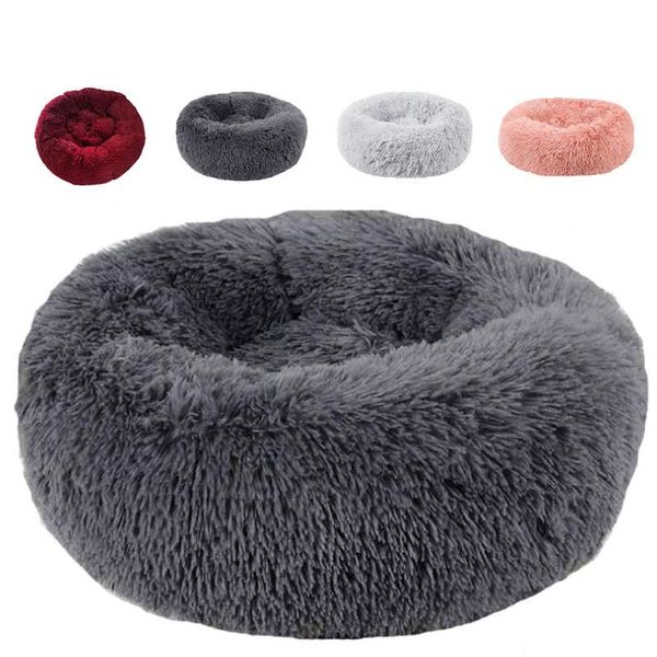 

cat beds & furniture round plush bed for cats house pet basket animals products sofa long dog cushion mat pets petshop