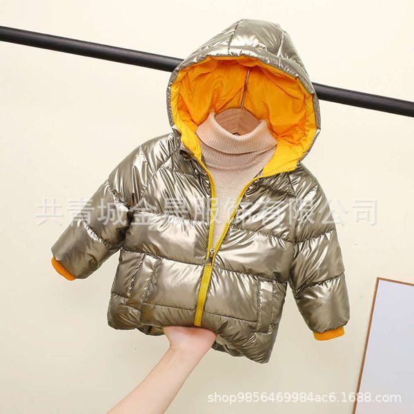 

new children's with and thick down boys girls cotton padded jacket baby warm winter coat 2020, Black