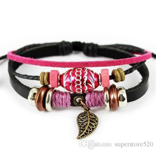 

8 colors design green natural stone mix handmade leather bracelet for women