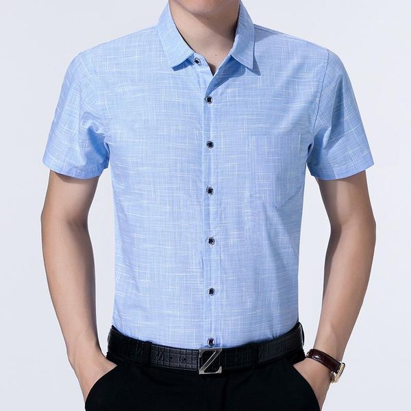 

men's shirts casual slim fit solid short sleeve turn-down collar single breasted cotton shirt men clothing for 2020 summer1, White;black