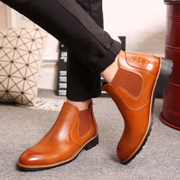 

2020 new cross-border 2020 autumn new mens british style carving high-retro douyin online influencer fashion martin boots trendy mens bo, Black