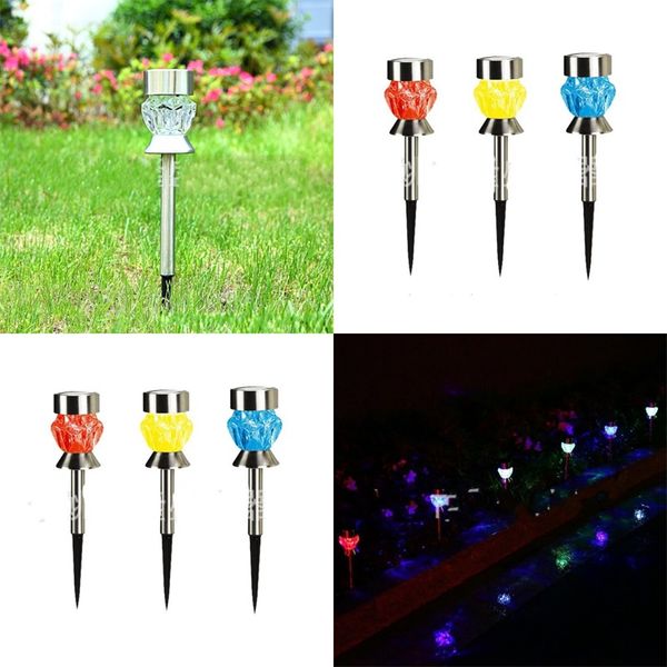 

solar lamps led changing 7 color transparent diamond shape light outdoor garden patio lawn lights glow decor 6 2ls g2