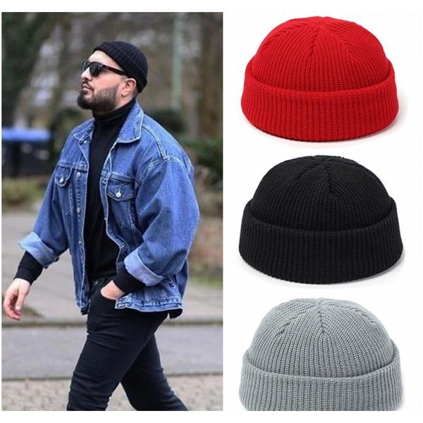 

knitted hats for women skullcap men beanie hat winter retro brimless baggy melon cap cuff docker fisherman beanies hats for men f bbydla
