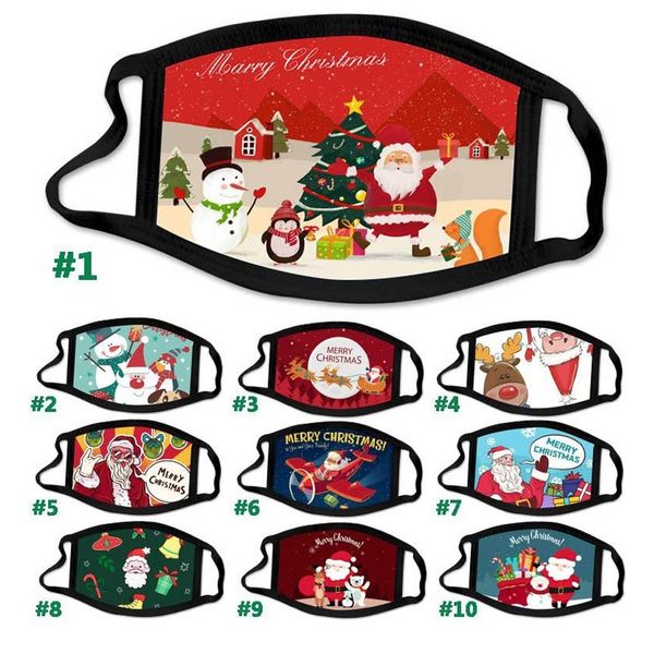 

printing face mask happy festival cover dustproof reusable washable santa snowman deer merry christmas masksl1qj