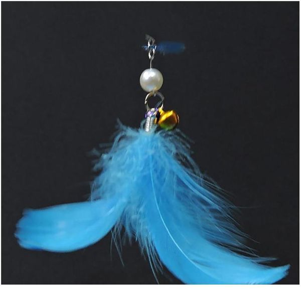 

1pc fake feather decor cat teaser toy pom pom bell kitten wand toy pet interactive toy pet supplies cat favors rand jllike