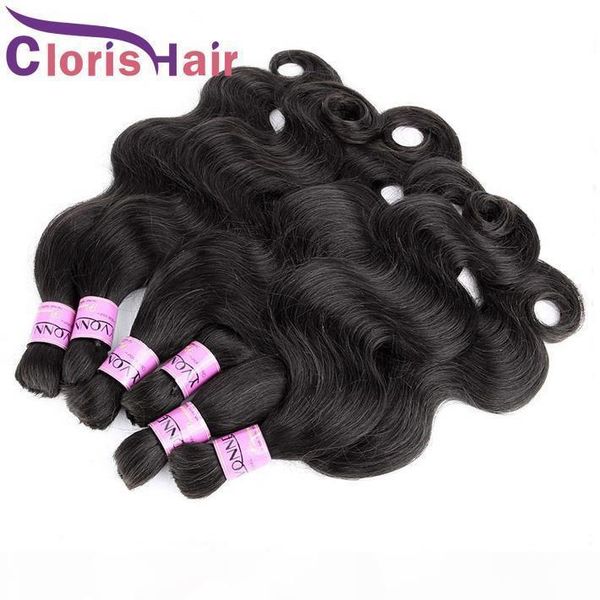 

unprocessed human braiding hair body wave brazilian hair bulk in extensions no attachment wet and wavy weave bundles for micro braid, Black