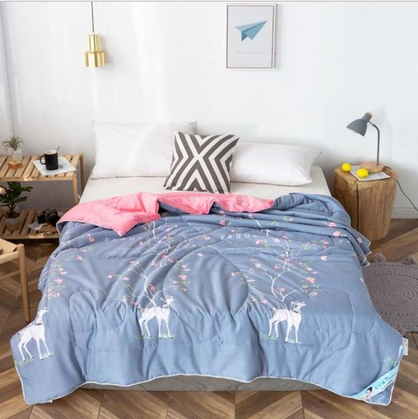 

comforters & sets winter air-conditioning quilt soft breathable throw blanket thin stripe plaid comforter bed cover bedspread