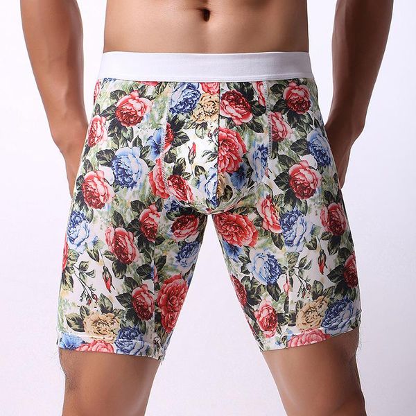 

underpants men's printed fashion loose boxer man panties sports breathable young pouch cute long underwear for men, Black;white