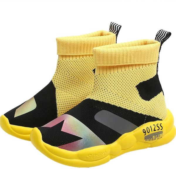 

children's socks shoes spring and autumn korean version of knitted casual shoes for boys and girls breathable sports shoes y201028, Black;red