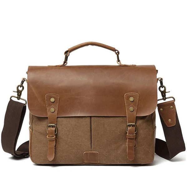 

briefcases men's shoulder bag canvas laphandbag casual briefcase retro leather selling
