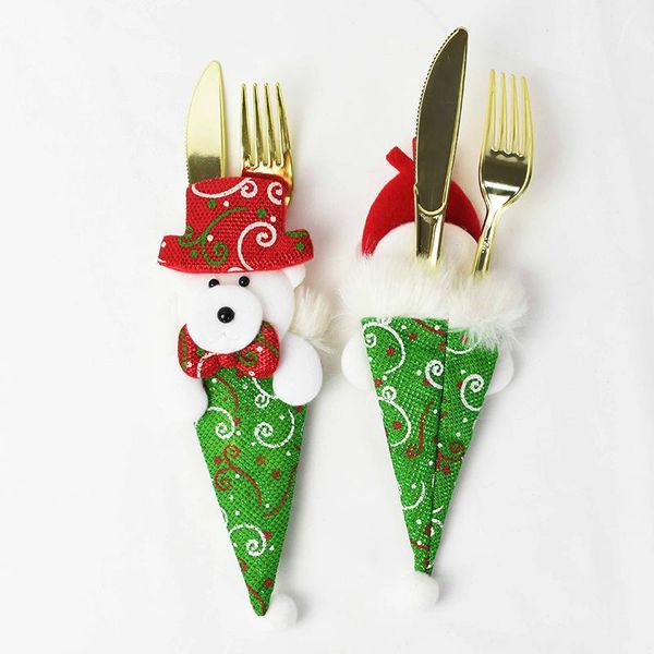 

christmas decorations decoration knife fork covers set for home diy santa snowman cutlery pocket xmas party dinner table decor