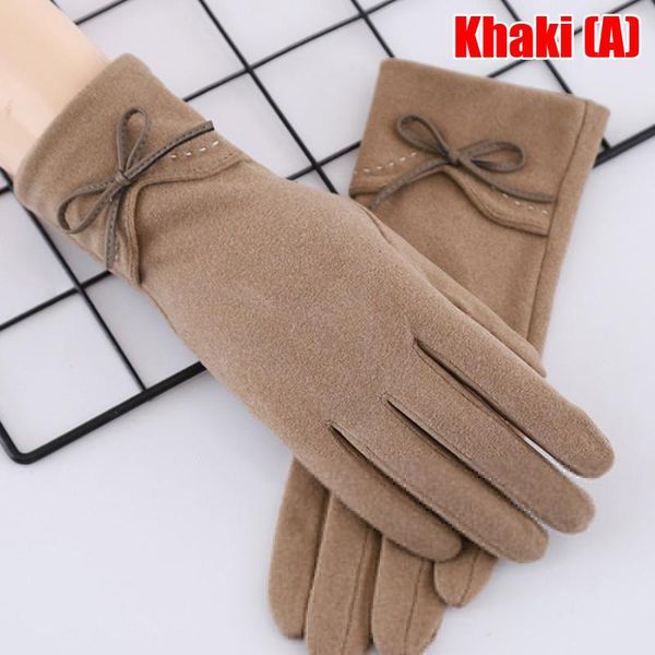 

fashion elegant female wool touch screen gloves winter women warm cashmere full finger leather bow dotted embroidery gloves, Blue;gray