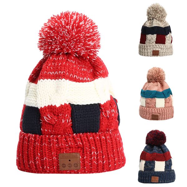 

christmas wireless bluetooth beanie hat detachable stereo speakers microphone gorro invierno mujer winter cap, Blue;gray