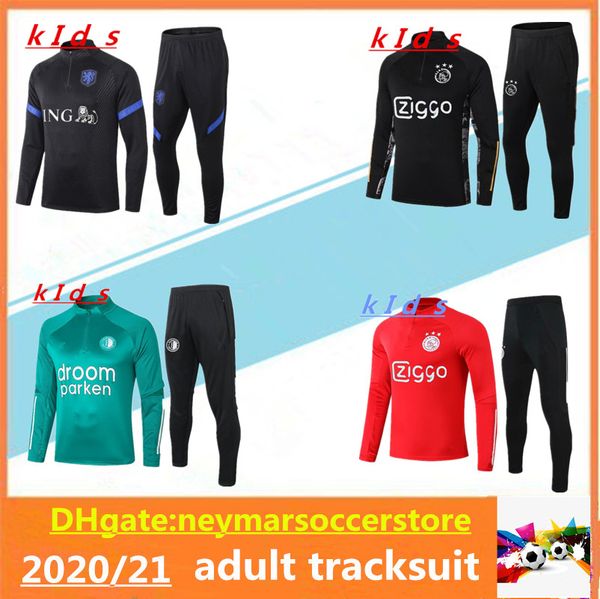 

20 21 kids netherlands feyenoord soccer tracksuit survetement 2020 2021 kids holland chandal futbol sportswear football training suit, Black