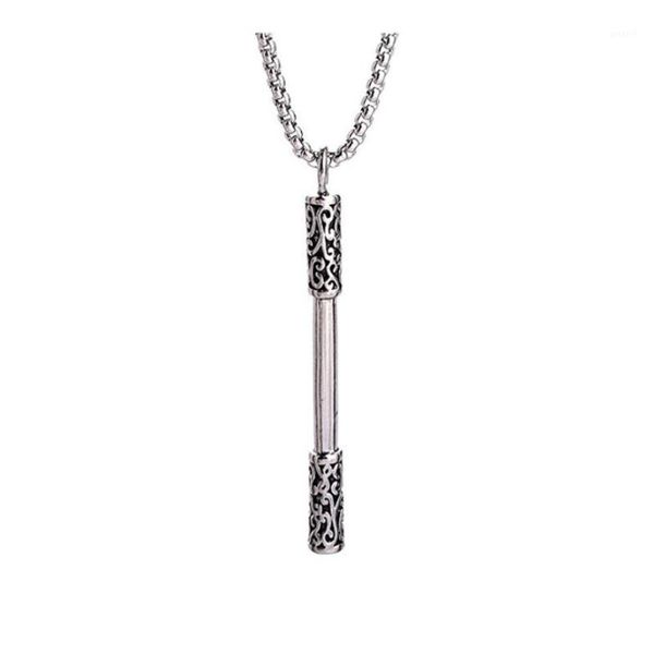 

gothic retro stainless steel chinese myth pendant necklaces creative stick pendant necklaces for women men jewelry+chain1, Silver