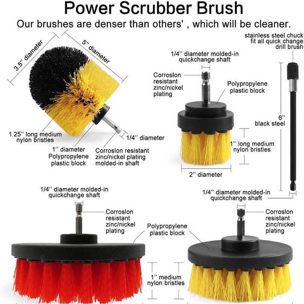 

20pcs/set drill brush power scrubber brush cleaning kit bathroom surfaces tub, shower, tile and grout , drill attach bbynmr
