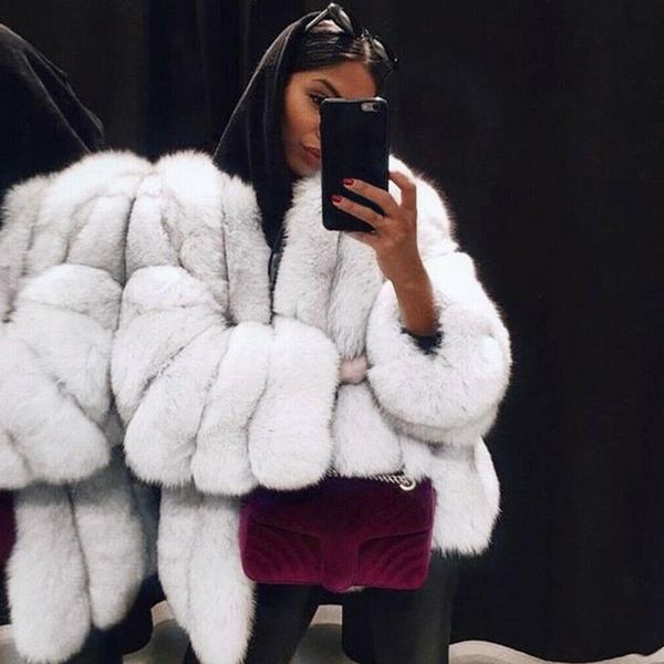 

winter warm daily solid long sleeve crew neck outwear elegant fashion party short fluffy faux fur women coat dating, Black;brown