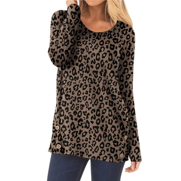 

women's blouses & shirts women plus size casual shirt leopard printed vintage long sleeve tunic o-neck work blusas blouse, White