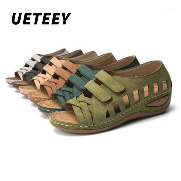 

euteey 2020 summer and autumn slippers simple leisure work sports fashion hollow plus size wedge heel women sandal1, Black