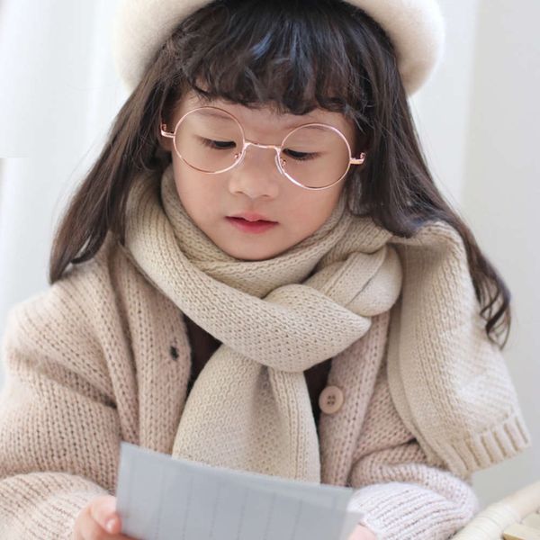 

versatile children's scarf simple solid autumn winter new korean candy color wool knitting neck, Red;brown