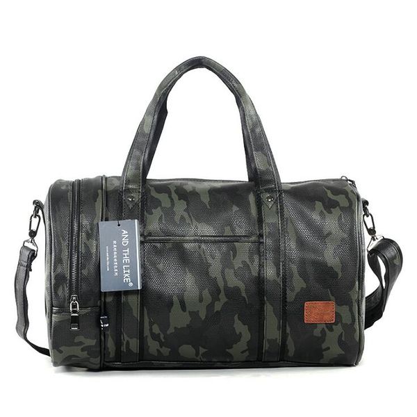 

Factory wholesale men bag Camo high-capacity portable satchel leisure travel bags Korean fashion camouflage leather handbag, Black