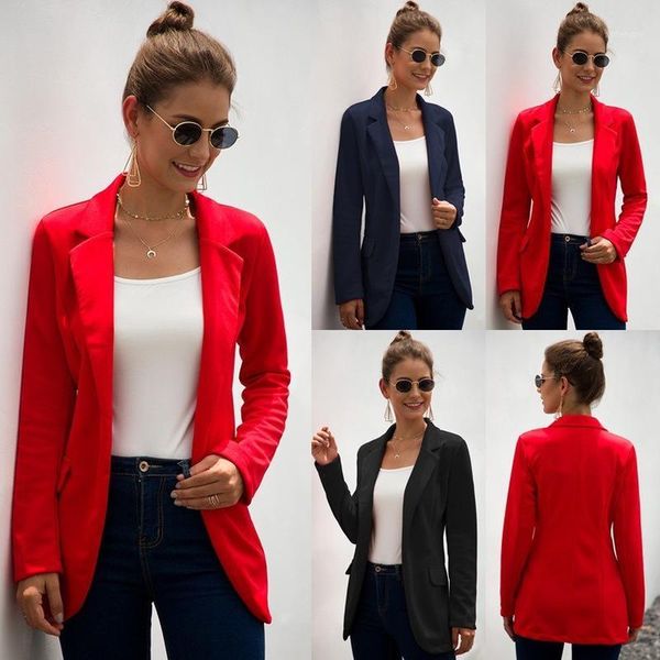 

2020 women blazers and jackets autumn thin long-sleeve notched collar slim-fit business suit casual red black suit jacket female1, White;black