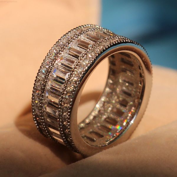 

z cut jg1 diamonique simulated diamond princess 10kt white gold filled engagement wedding band ring size 6-9 k5740, Silver