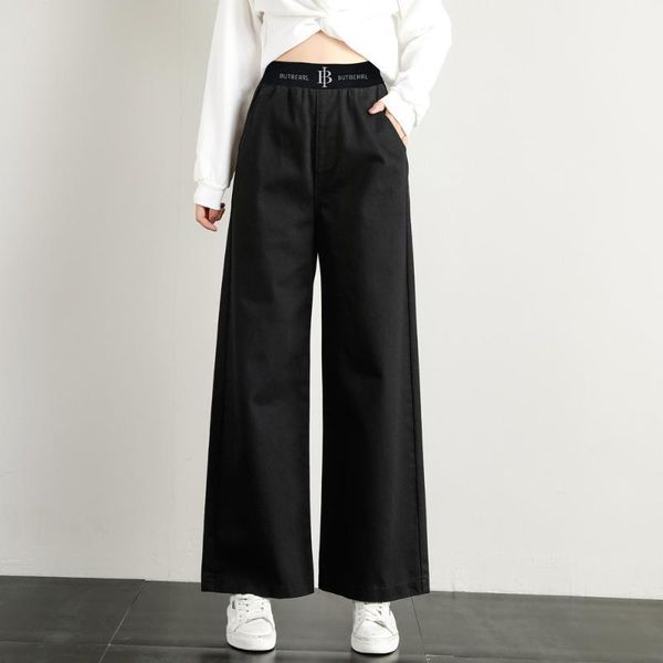 

wide leg high waist jeans woman boyfriend jeans for women black white blue mom1