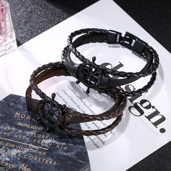 

men and women lovers bracelet leather punk rudder braid bracelet men leather bracelet men and sqcrqf