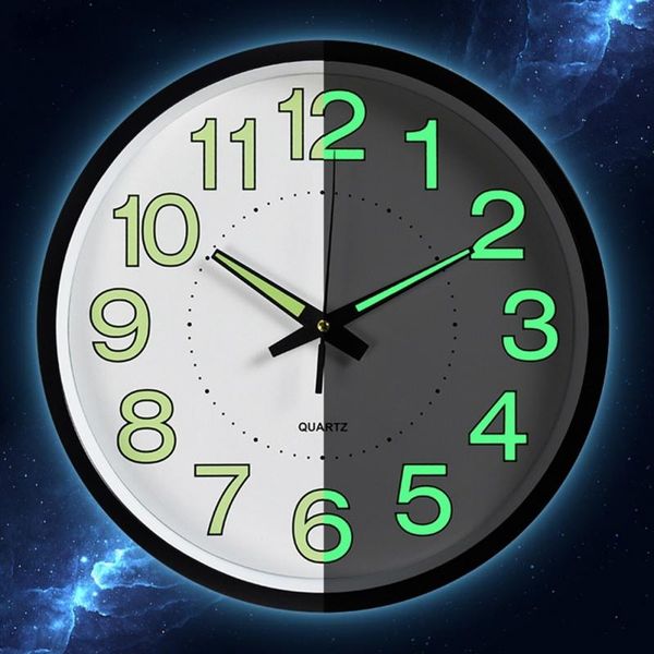 

30cm luminous wall clock quartz plastic wall clock modern design for bedroom living room glowing in the dark home decor